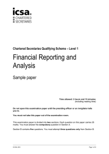 Financial Reporting and Analysis - Sample paper