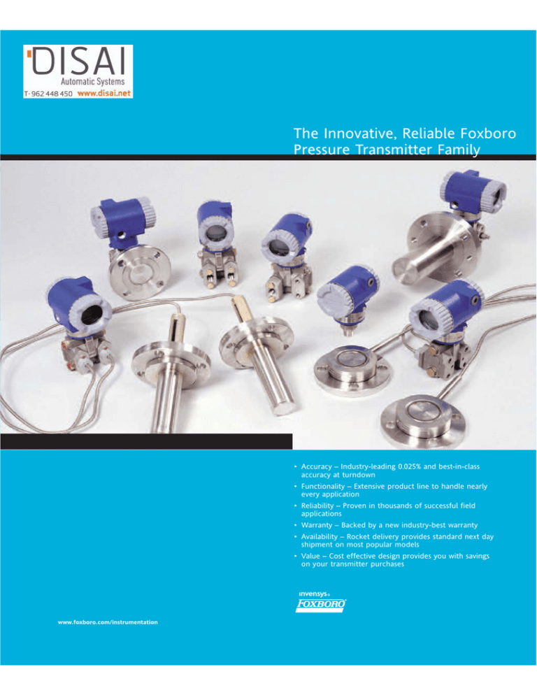 The Innovative, Reliable Foxboro Pressure Transmitter Family
