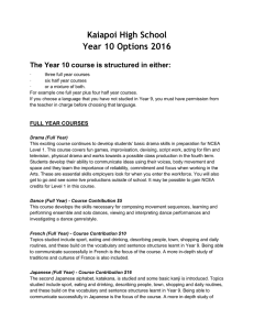 year 10 student course options for 2016