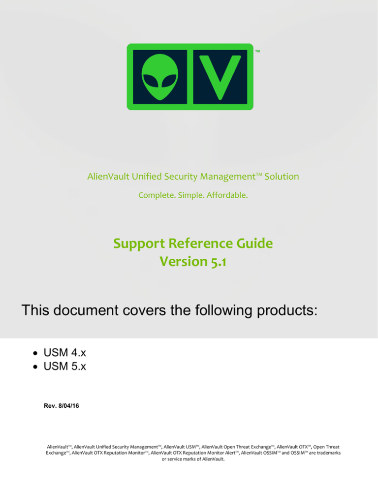 Support Reference Guide Version 5.1 This document
