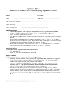 Department of Drama Application for Grad Production Projects