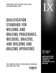 qualification standard for welding and brazing procedures