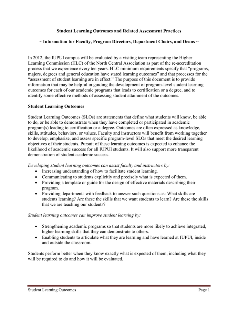 Developing Student Learning iupui