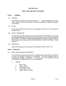 Shell and Tube Heat Exchanger Specification