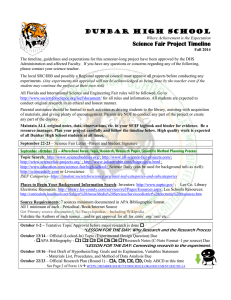 Dunbar High School Science Fair Project Timeline 2014