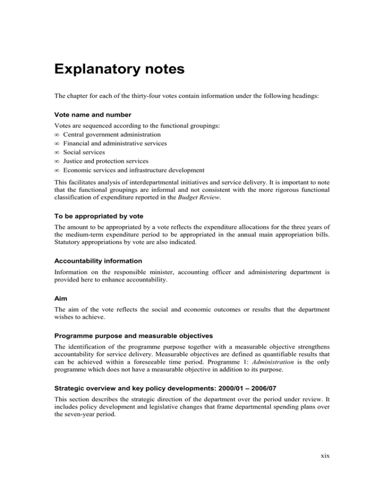 Explanatory notes - National Treasury