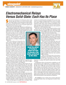 Electromechanical Relays Versus Solid-State: Each Has