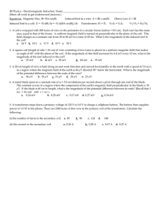 IB Physics: Electromagnetic Induction Worksheet