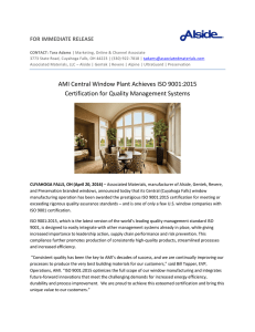 AMI Central Window Plant Achieves ISO 9001:2015 Certification for