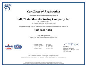 Certificate of Registration Ball Chain Manufacturing Company Inc.