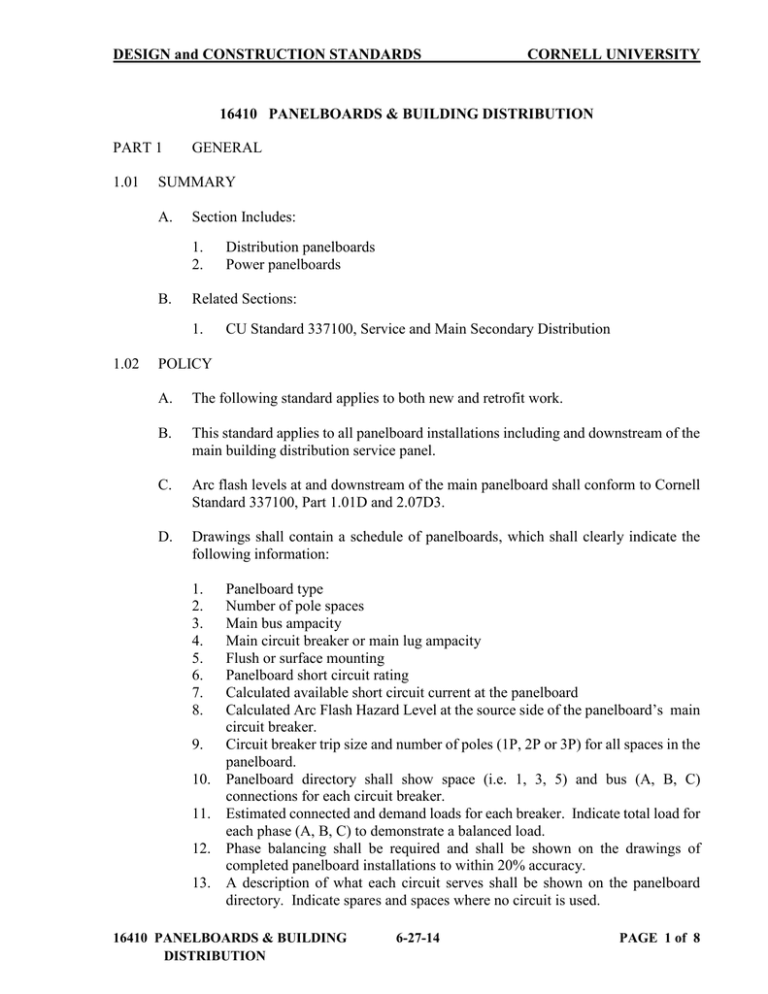 DESIGN And CONSTRUCTION STANDARDS CORNELL