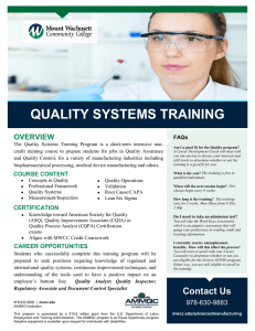 QUALITY SYSTEMS TRAINING