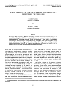 human information processing research in accounting: the state of