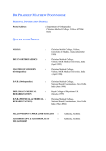 Dr. Pradeep Mathew Poonnoose - Orthopaedics CV