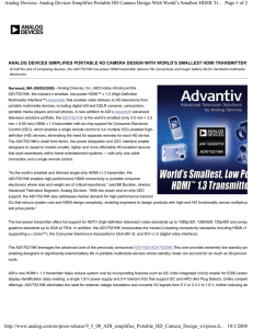 Page 1 of 2 Analog Devices: Analog Devices Simplifies Portable HD