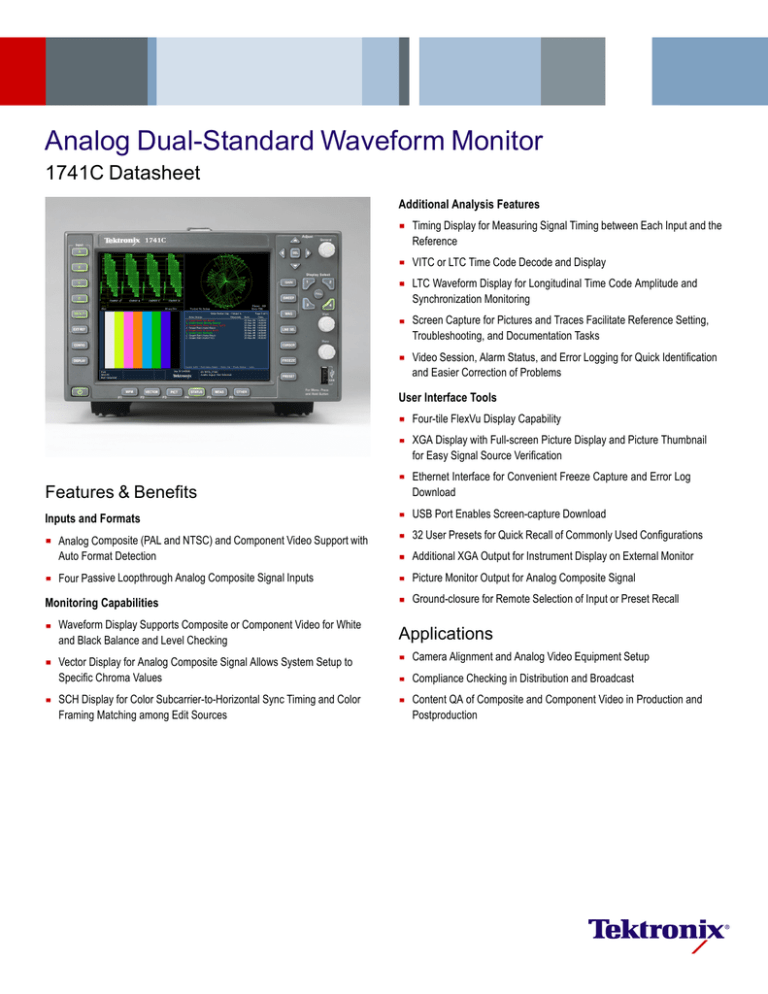 1741C Analog DualStandard Waveform Monitor Datasheet