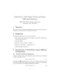 Laboratory 5: First-Order Circuits and Linear Differential Equations