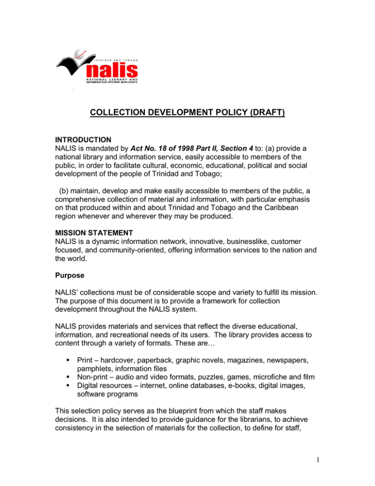 NALIS Collection Development Policy (Draft)