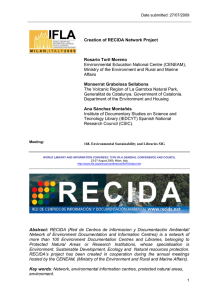 Creation of RECIDA Network Project Rosario Toril Moreno