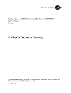 Privilege in Document Discovery - The Continuing Legal Education