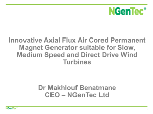 Innovative Axial Flux Air Cored Permanent Magnet Generator