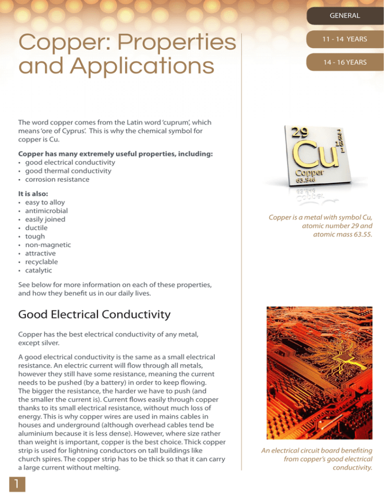 Copper Properties and Applications