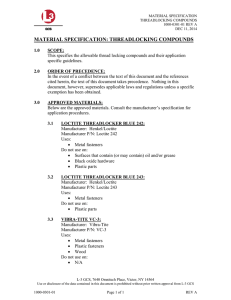 MATERIAL SPECIFICATION: THREADLOCKING COMPOUNDS