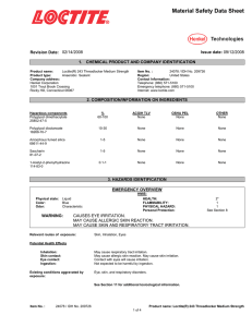Material Safety Data Sheet
