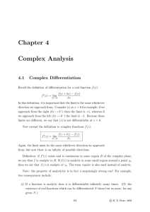 Chapter 4 Complex Analysis
