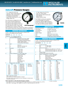 Ashcroft Pressure Gauges: 1279 Duragauge & T5500E Datasheet