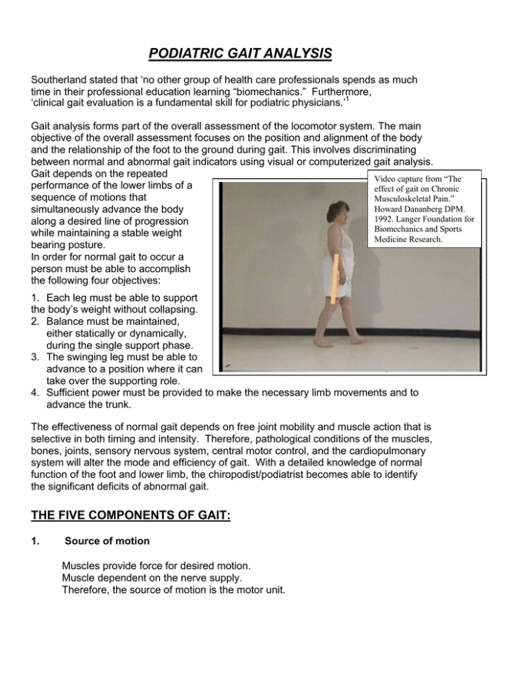 PODIATRIC GAIT ANALYSIS