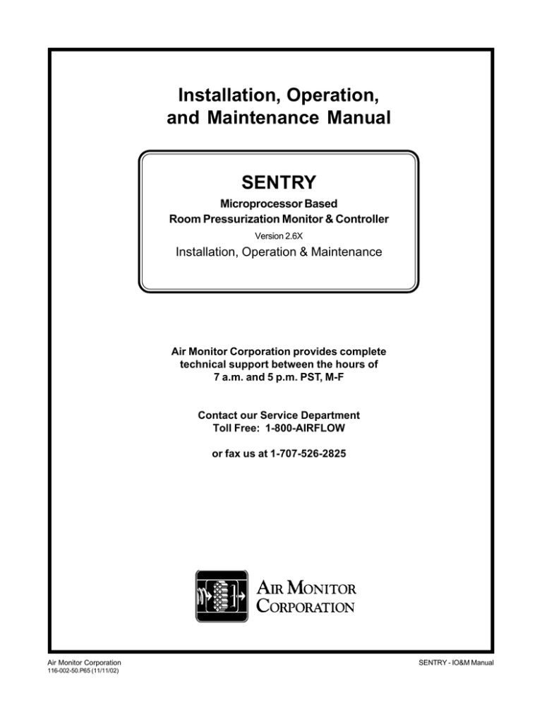 Installation, Operation, And Maintenance Manual SENTRY