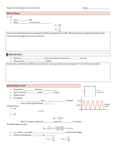 Electric Power & AC/DC Worksheet: Physics Problems