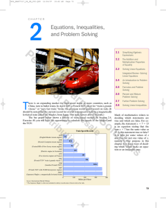 Equations, Inequalities, and Problem Solving - Algebra