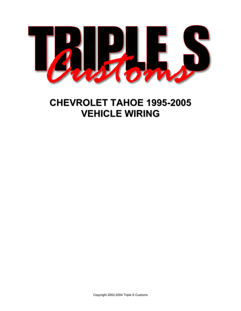 Chevrolet Tahoe 1995 2005 Vehicle Wiring