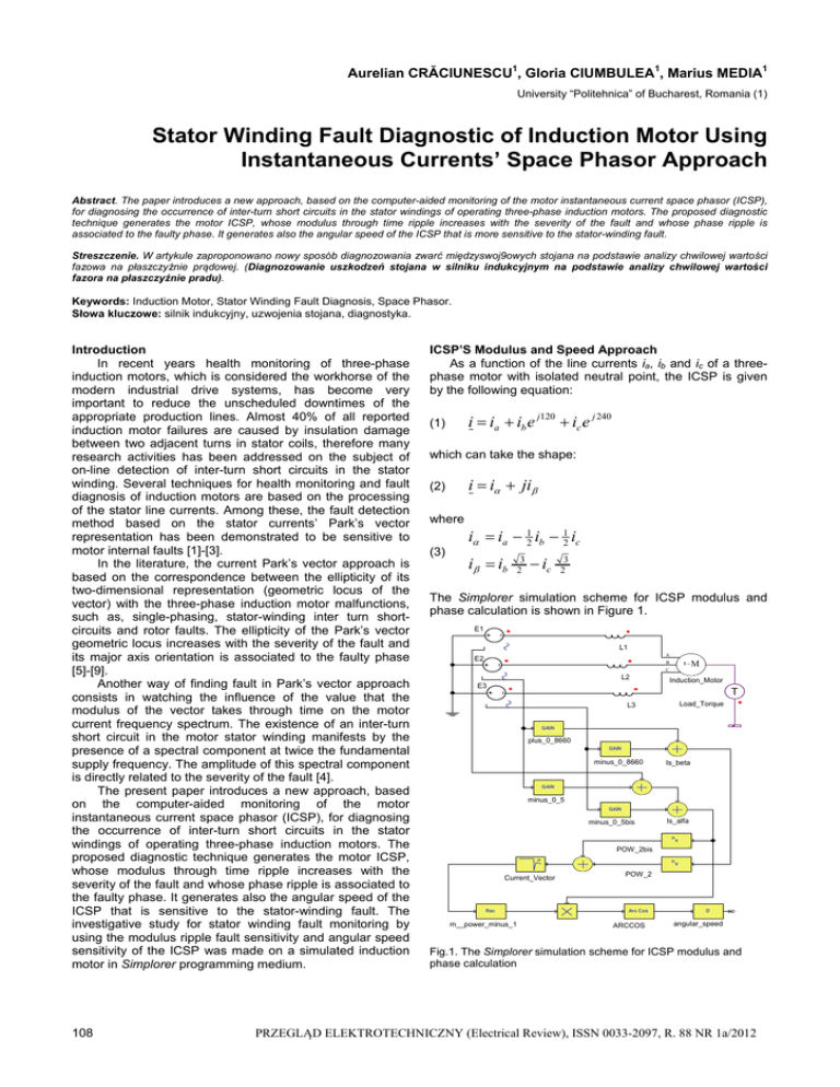 Stator Winding Fault Diagnostic of Induction Motor Using