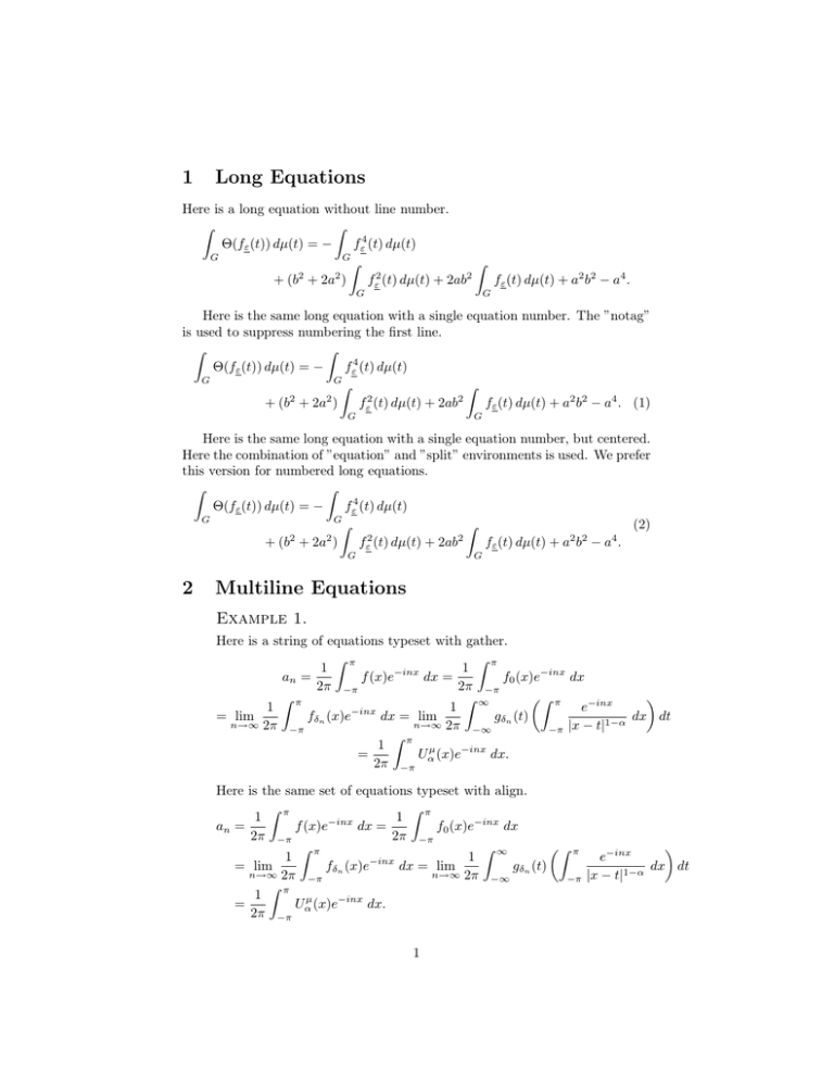 1 Long Equations - St. Olaf College