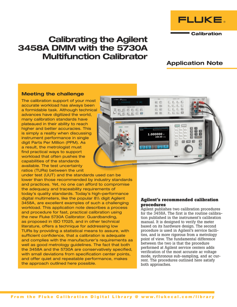 Calibrating the HewlettPackard 3458A DMM with the Fluke 5720A