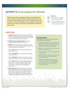 AcTIvITy 3: Protecting Earth`s wildlife