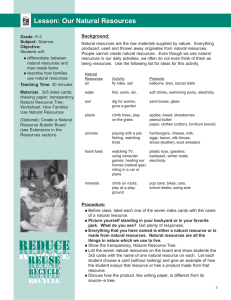 Natural Resources Lesson Plan for K-3 Science