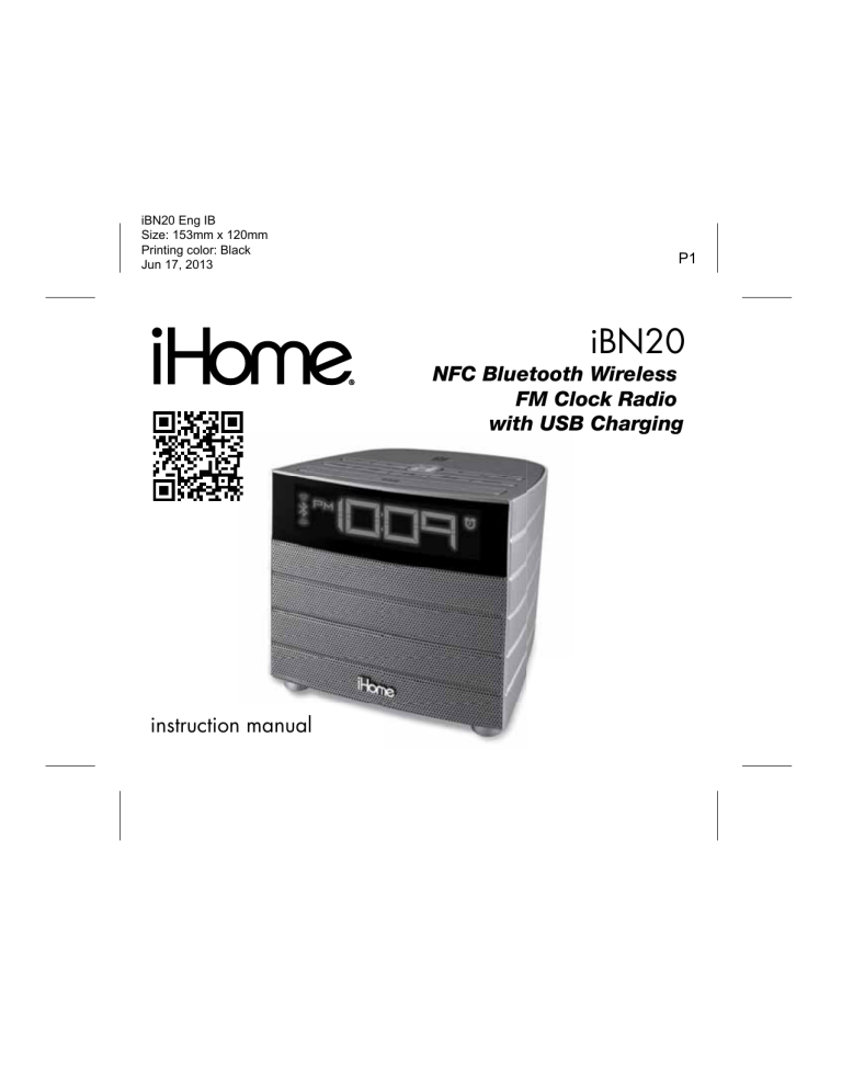 instruction manual NFC Bluetooth Wireless FM Clock Radio with