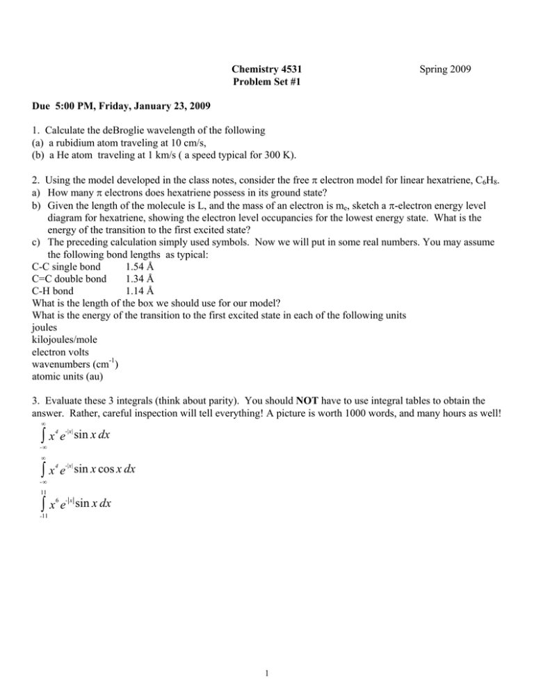 Chemistry Problem Set #1 - Spring 2009