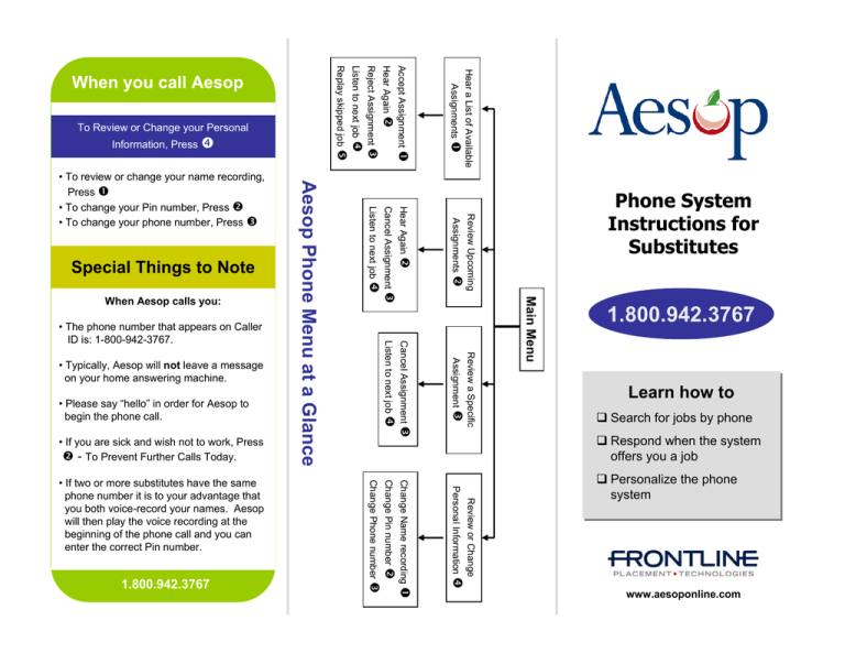 aesop substitute assignment