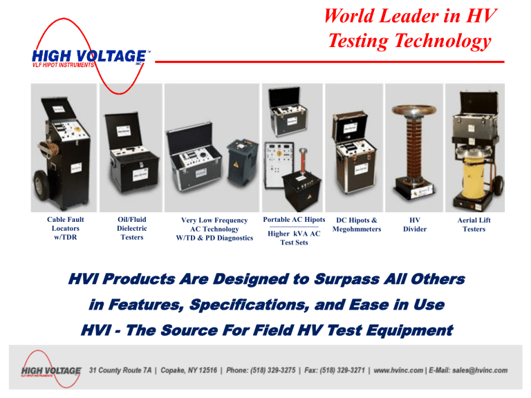 World Leader in HV Testing Technology
