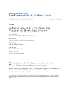 Authentic Leadership: Theory-Based Measure Validation
