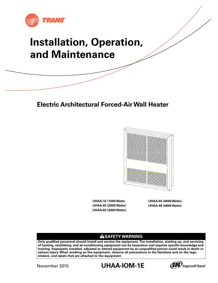 Electric Architectural ForcedAir Wall Heater Installation