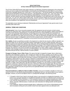 Online Bill Payment Enrollment Agreement