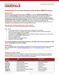 Prerequisites for the Kent School of Social Work MSSW Program
