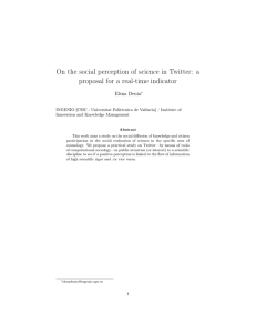 On the social perception of science in Twitter: a proposal
