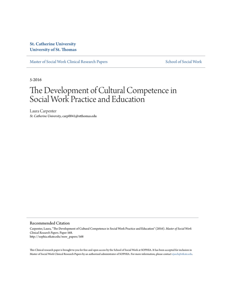 The Development of Cultural Competence in Social Work